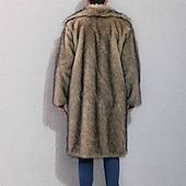 preiswerte Herrenjacken &amp; Herrenmäntel-Herren Freizeitjacke Kunstpelzmantel Urlaub Täglich Thermowarm Plüsch Herbst Winter Einfach Mode Streetwear Revers Lang Weiß Gelb Kamel Grau Jacken