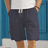 cheap Casual Shorts-Men's Shorts Summer Shorts Casual Shorts Corduroy Shorts Drawstring Pocket Elastic Waist Plain Comfort Breathable Short Outdoor Vacation Sport Casual Navy Blue