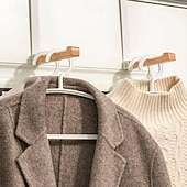 abordables Crochets et fixations-Crochets de porte pliables en bois sans perçage, support de placard invisible, crochet mural pour vêtements, gain de place, support pliable pour dortoir, chambre à coucher, porte arrière, organisateur