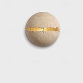 cheap Indoor Wall Lights-Wall Lights Indoor Modern Yellow Travertine Wall Lamps Art Globe Stone Wall Sconces for Bed Room Living Room G4 Wall Mounted Light