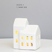 abordables 123496-Veilleuse LED électronique creuse en céramique blanche pour Noël, luminaire décoratif d&#039;intérieur, idéal pour un salon, une chambre à coucher, une cuisine, un bureau ou un bureau, avec 3 piles LR44