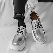 economico Scarpe Oxford-scarpe oxford nere lucide da uomo – scarpe eleganti stringate in vernice con suola spessa per feste serali, moda gotica, concerti e occasioni speciali