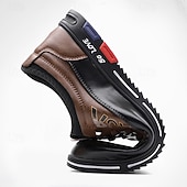 baratos Sapatos Casuais com Cadarço-Tênis confortáveis masculinos de couro sintético marrom – calçados antiderrapantes e acolchoados para atividades ao ar livre, para caminhadas, trabalho e uso diário