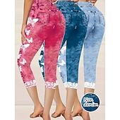  Per donna Pantaloni capri Leggings Vacanza Vintage Moda Lunghezza al polpaccio Misura del girovita medio Floreale Grafico Stampa 3D Stampa Morbido Traspirante Micro-elastico Casuale Quotidiano Vacanza