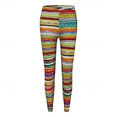 preiswerte -Damen Hosen Hose Leggings Gemütliche Leggings Streetwear Lässig Volle Länge Hohe Taille Gestreift Elastischer Bund Druck Atmungsaktivität Bequem Dehnbar Urlaub Straße Alltagskleidung Schwarzgrau