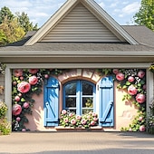 Χαμηλού Κόστους Γκαράζ &amp; Πινακίδες Πόρτας-Κάλυμμα γκαραζόπορτας Μεγάλη Κρεμαστή Πέτρινος τοίχος Ρουστίκ Παράθυρα Αγροτικός 3D Πάρτι Για Υπαίθρια Χρήση Φόντα λήψης Εξώπορτα Διακοσμήσεις τοίχου πόρτα φόντο