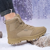 economico Stivali invernali e neve-scarponi da trekking caldi e impermeabili da uomo con fodera in pelliccia, suola antiscivolo, scarpe da trekking e da campeggio all'aperto