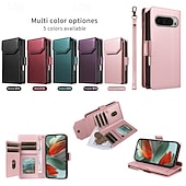 رخيصةأون جراب للهواتف الأخرى-هاتف غطاء من أجل غوغل بيكسل 9 برو اكس ال Pixel 8 Pro Pixel 7 Pro Pixel 6 حافظة بطاقة المحفظة حماية كاملة للجسم مع الحبل ضد الصدمات مكتب  /  الأعمال جلد PU