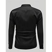 お買い得  メンズサテンシャツ-男性用 シャツ サテンシャツ カジュアルシャツ ボタンアップシャツ 平織り 日常 バケーション ブラック ホワイト ワイン ネイビーブルー 長袖 ラペル 春 &amp; 秋 衣類