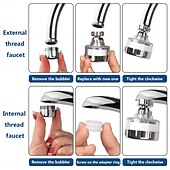 ieftine Gadgeturi de Baie-bucătărie universală rotativă la 360 de grade &amp;Purificator de apă pentru robinet de baie - Pachet de 2 robinete cu filtru de apă pentru chiuvetă cu 6 cartușe de filtrare - elimină clorul, fluorul și