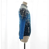 cheap Boys&amp;Men Figure Skating Costumes-Figure Skating Top Men's Boys' Ice Skating Tops Blue Patchwork Spandex High Elasticity Training Competition Skating Wear Classic Crystal / Rhinestone Long Sleeve Ice Skating Figure Skating