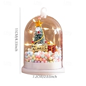abordables luces navideñas interiores-1 pieza 11 * 7,2 cm árbol de Navidad brillante flor plateada regalo luz de noche escritorio árbol de Navidad escena de nieve adorno luz ag10 * 3 baterías