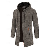 olcso Férfi Trench kabát-Férfi Felöltő Ballonkabát Hosszú Trench kabát Vakáció Napi Tavasz Tél Poliészter Szélbiztos Melegen tartani Felsőruházat Ruházat Divat Klasszikus Sima Zseb Kapucni Cipzár