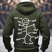 tanie męskie bluzy 3d-Zabawny hoodie dla mężczyzn z grafiką Ow - ruchome postacie humor związany z bólem długi rękaw pulower