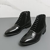 preiswerte Kleiderstiefel-Schwarze High-Top-Stiefel aus Kunstleder für Herren mit stilvollem Design und elastischen Seiten, perfekt für formelle Anlässe, die Arbeit und elegante Freizeitkleidung