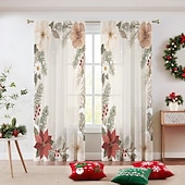 billiga Julkök-1 st ny julserie transparent gardin, 3D digitaltryckt stångficka fönstervoile, sovrum &amp;vardagsrumsdekoration, direkt från fabriken