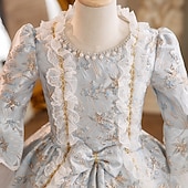 preiswerte Kleider-Rokoko Steampunk schick Maxi Partykostüm Zubehör Glockenärmel Prinzessin Schleife Retro Ballkleid Spitzkragen Kostüm Mädchen königlich Weihnachten Halloween Karneval Maskerade Hochzeitsfeier Festival