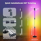 cheap Smart Home Lights-Corner Floor Lamp RGB, LED Floor Lamp with Music Sync and 16 Million DIY Colors, App &amp; Remote Control, Color Changing Modern Smart Corner Lamp for Bedroom Living Room