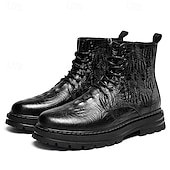 baratos Botas para Homem-Botas de inverno masculinas de cano alto em couro sintético | design com isolamento térmico e sola antiderrapante