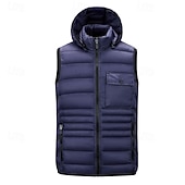 preiswerte Herren Steppweste-Herren Steppweste Weste Gilet Urlaub Täglich Date Mode Lässig Herbst Winter Tasche Nylon Warm Bequem Einfarbig Reisverschluss Mit Kapuze Normale Passform Schwarz Burgunderrot Armeegrün Dunkelblau