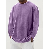 preiswerte Basic-T-Shirts-Herren T-Shirt Langarmshirt Langarm Rundhalsausschnitt Herbst Winter Retro Einfarbig Mode Designer Nostalgisch Mode Jahrgang Urlaub Straße Ausgehen Schwarz Himmelblau Olive Top T-Shirt für Herren