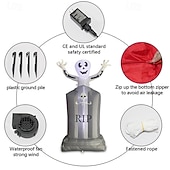 economico Halloween all&#039;Aperto-1 pezzo da 1,8 m/6 piedi di scheletro di Halloween che fa capolino dalla lapide, modello gonfiabile luminoso a LED per interni ed esterni, cortile, giardino, atmosfera terrificante e inquietante, luce