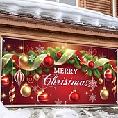 olcso Karácsonyi garázskapu burkolatok-karácsonyi kültéri garázskapu borító vidám karácsonyi dísz golyók ünnepi nagy gobelin háttér party faldekoráció kültéri garázskapu otthonra karácsonyi fesztivál ünneplés dekoráció
