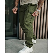 economico Pantaloni cargo-Per uomo Pantaloni Cargo Pantaloni Multi-tasche Tasca con Patta Semplice Indossabile All&#039;aperto Quotidiano Campeggio &amp; Escursionismo Moda Classico Nero Verde militare