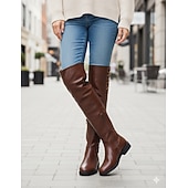 economico Stivali da cavallo-stivali da equitazione alti fino al ginocchio da donna marroni con lacci laterali - stivali alti eleganti e casual per l'autunno