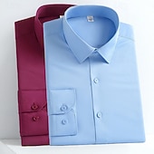 cheap Men&#039;s Non Iron Shirts-Men&#039;s Shirt Dress Shirt Non Iron Shirt Button Up Shirt Plain Formal Wedding Wine+Blue White+Black White+Blue Orange+Black Long Sleeve Lapel Spring &amp;  Fall All Seasons Clothing Apparel