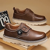 baratos Sapatos Casuais Slip-On-sapatos de trabalho casuais marrons masculinos – sola antiderrapante durável, fecho de trava fácil, design de cano baixo confortável para uso diário, escritório e atividades ao ar livre