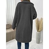 olcso Béléses fleece dzsekik-Női Télikabát Sherpa kabát Kényelmes Légáteresztő Zseb Gombok Alkalmi Sima Vakáció Utca Hétköznapi Hétköznapi viselet Egysoros Hosszú Térfogatcsökkenés Normál Hosszú ujj Felsőruházat Fekete Bor