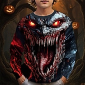 levne Chlapecké halloweenské kostýmy-předvečer Všech svatých Chlapecké 3D Grafika Tričko Košilky Dlouhý rukáv Jaro Podzim Módní Základní Děti 4-12 let Tričkový Venkovní Ležérní Denní Běžný