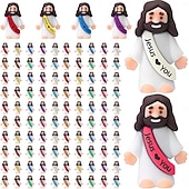cheap Statues-50/100pcs Little Jesus Figures, Mini Jesus Figurines in Bulk, Christmas Stocking Stuffers Gift Multicolor Tiny Jesus Figures, Miniature Figurines to Hide