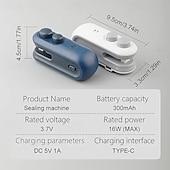 abordables Ustensiles et gadgets de cuisine-Machine à sceller les sacs avec batterie au lithium intégrée, machine à sceller les sacs portable rechargeable par USB pour snacks, chips, biscuits &amp;Sacs en plastique – scelleuse portative avec
