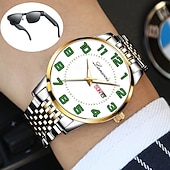 cheap Quartz Watches-The New Stainless Steel Digital Large Dial Fashionable Men'S Business Watch With Ipx7 Water Resistance Luminous Calendar Day Display Casual Quartz Watch Simple And Versatile Men'S Sports Wristwatch