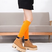 billiga Hemmetofflor-Stickade benvärmare och knästrumpor för kvinnor, höst- och vintermode neon akrylleggings, snygga långa strumpöverdrag, varma stickade plagg i koreansk stil för damer