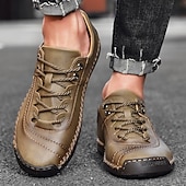 cheap Casual Lace-Up Shoes-Men's Brown Lace-Up Casual Shoes with Stitched Detailing, Comfortable Design for Daily Wear, Outdoor Adventures and Weekend Getaways