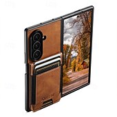 Недорогие Чехлы для Samsung-телефон Кейс для Назначение SSamsung Galaxy Z-образный сгиб 7 Z-сгиб 6 Z Fold 5 Кошелек для карт Полная защита тела Защита от удара Ретро ТПУ Кожа PU