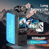رخيصةأون الكاميرا والتصوير-كاميرا جيب عامة بدقة 4K وكاميرا فيديو بدقة 48 ميجابكسل مع عدسة بزاوية واسعة 160 درجة وشاشة قابلة للدوران 180 درجة وشاشة مقاس 3.2 بوصة وتثبيت الجيروسكوب وتسجيل الحركة البطيئة