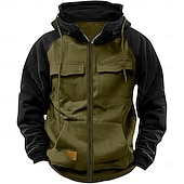 economico Felpa Tattica-Per uomo Felpa con cappuccio Felpa con cappuccio a zip intera Felpa con cappuccio tattica Rosso bordeaux Nero Rosa Verde militare Blu Con cappuccio Liscio Compatto Sportivo Giornaliero Streetwear