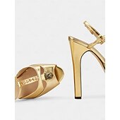 economico Festa Notturna-Sandali con plateau e plateau da donna in oro metallizzato e argento - sandali spuntati con punte audaci per la moda delle feste notturne