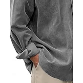 tanie męskie koszule casual-Męskie Koszula Codzienna koszula Koszula sztruksowa Zapinana na guziki koszula Czarny Biały Granatowy Niebieski Fioletowy Długi rękaw Wieczorne Na zewnątrz Ulica Odzież Zabytkowe Codzienny