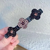 abordables Regalos-Paquete de 4 pinzas para el pelo trenzadas con piedras de cristal brillantes, horquillas laterales para mujer, pasadores con flequillo, elegantes accesorios decorativos para el cabello, herramientas para arreglar el cabello roto, uso diario.