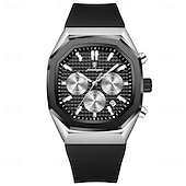 olcso Quartz órák-poedagar üzleti karóra férfiaknak vízálló, világító kronográf dátum férfi karóra szilikon szíjas kvarc férfi karóra 893