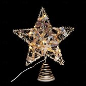 economico Cima dell&#039;Albero-Puntale per albero di Natale con stella e luce a LED, ornamento colorato a forma di stella a cinque punte in ferro, decorazione per albero da appendere, regalo per decorazioni da tavola per la casa