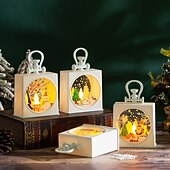 billiga inomhus julbelysning-1 st 12,3 * 9,5 cm jul-LED-ljusremsa med upplyst handhållen lampa jultomten snögubbe ren julgran inomhus- och utomhusbordsdekorationslampa AG13 * 3 batterier
