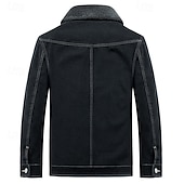 tanie Kurtki jeansowe-Męskie Kurtka zimowa Kurtka polarowa Jeansowa kurtka Urlop Codzienny Keep Warm Kieszeń Polar Jesień Zima Równina Moda Moda miejska Klapa Regularny Czarny Niebieski Ciemnoszary Kurtki