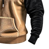 economico Felpa con cappuccio in pile-Per uomo Felpa con cappuccio Felpa con cappuccio in pile Verde militare Marrone Cachi Grigio Con Cappuccio Semplice Patchwork Blocco di colore Sport &amp; Outdoor Casuale Quotidiano Streetwear Cool