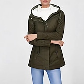 abordables Parka Décontractée-Femmes Manteau d&#039;Hiver Veste à Capuche Chaud Confortable Fermeture éclair Avec Poches Occasionnel Uni Extérieur Vacances Tenue quotidienne Week-end Régulier À capuche Coupe régulière manche longue